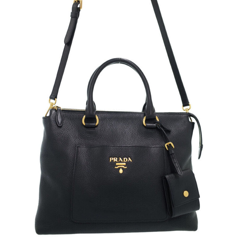Prada Vitello Daino tote black pebbled leather
